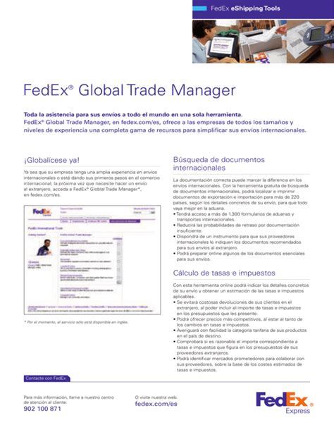 Customs documentation support. . Fedex global trade manager
